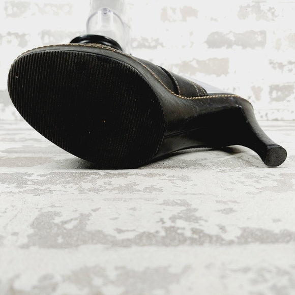 Coach Black Leather Slip On Gold Buckle Detail Heeled Mule Clogs M68 - Picture 8 of 14